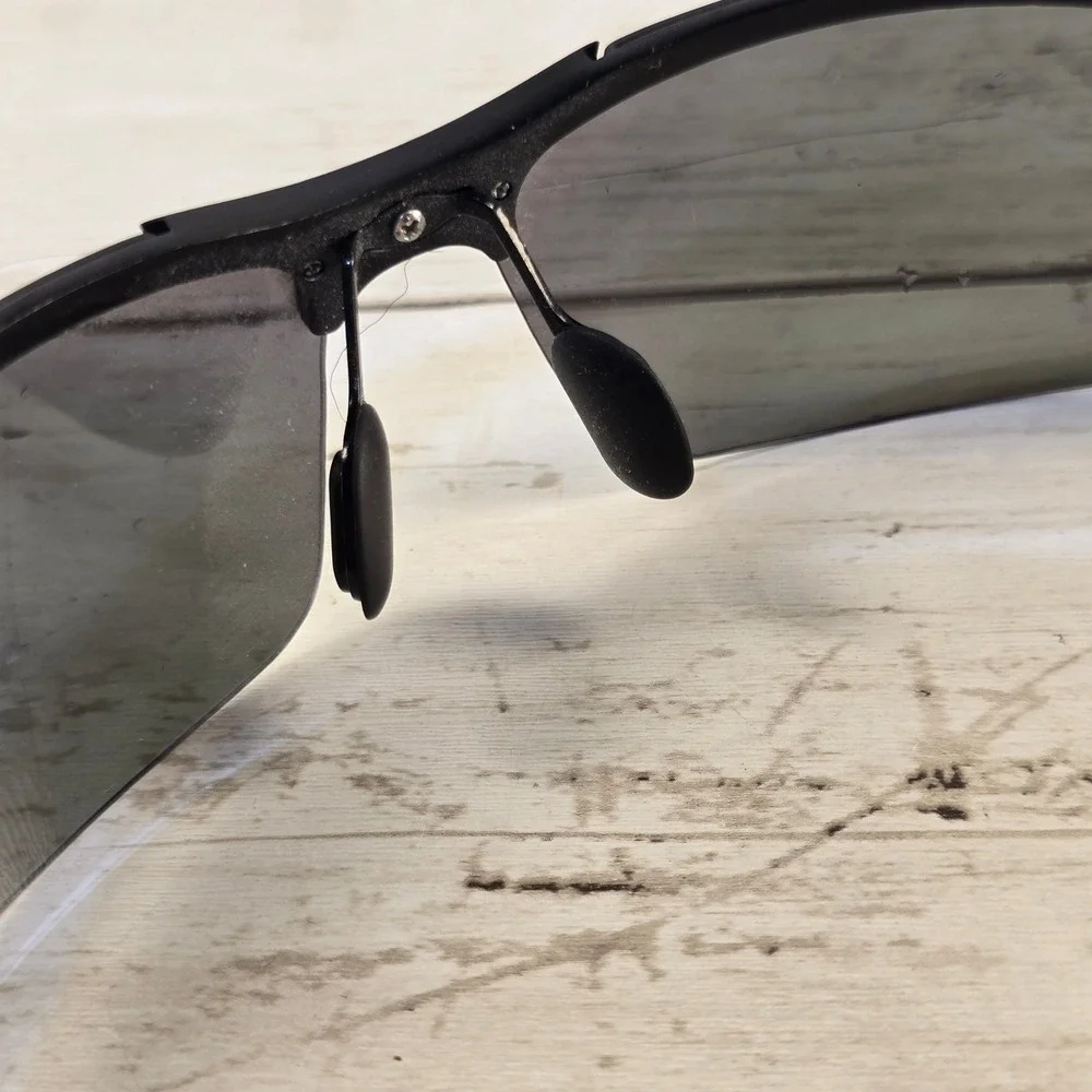 Rocknight Polarized Sports Sunglasses Matte Black Silver‎ Mirror Rimless 8177